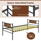 Metal Daybed with Pull-out Trundle and Headboard-Single Size