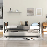 Metal Daybed with Pull-out Trundle and Headboard-Single Size