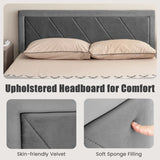 Single/Double Platform Bed with High Headboard &amp;12 Wooden Slats-Double Size