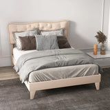 Double/King Size Bed Frame with Button Tufted Headboard-Double Size