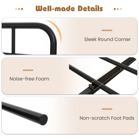 Single/Double/King Bed Frame with Industrial Headboard-King Size