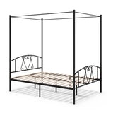 Double Size Metal Canopy Bed Frame-Black