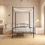 Double Size Metal Canopy Bed Frame-Black