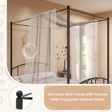 Double Size Metal Canopy Bed Frame-Black