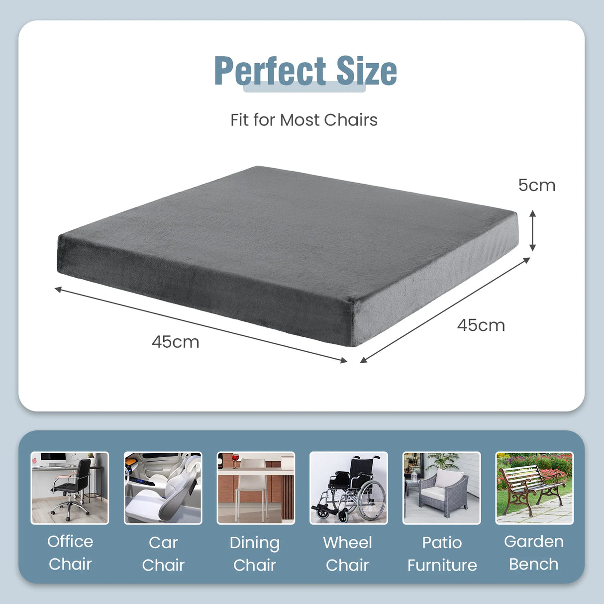10 Pack Seat Cushions Gel Memory Foam for Back-Gray