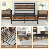 Double/King Size Bed Frame with Rustic Headboard and Footboard-Double Size