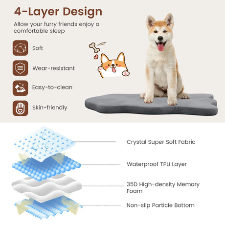 Orthopedic Dog Bed with Memory Foam Support for Large Dogs-Gray