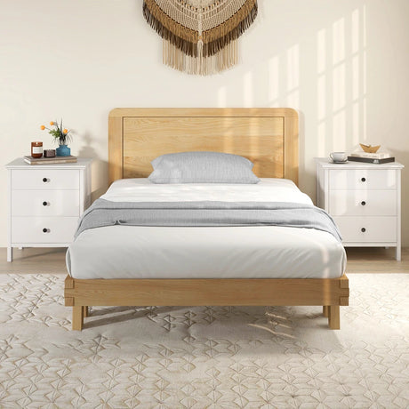 Nightstand with 3 Drawers Sofa Storage Chest Wooden Table for Phone and Coffee Multifunctional Furniture with 3 Shelves White