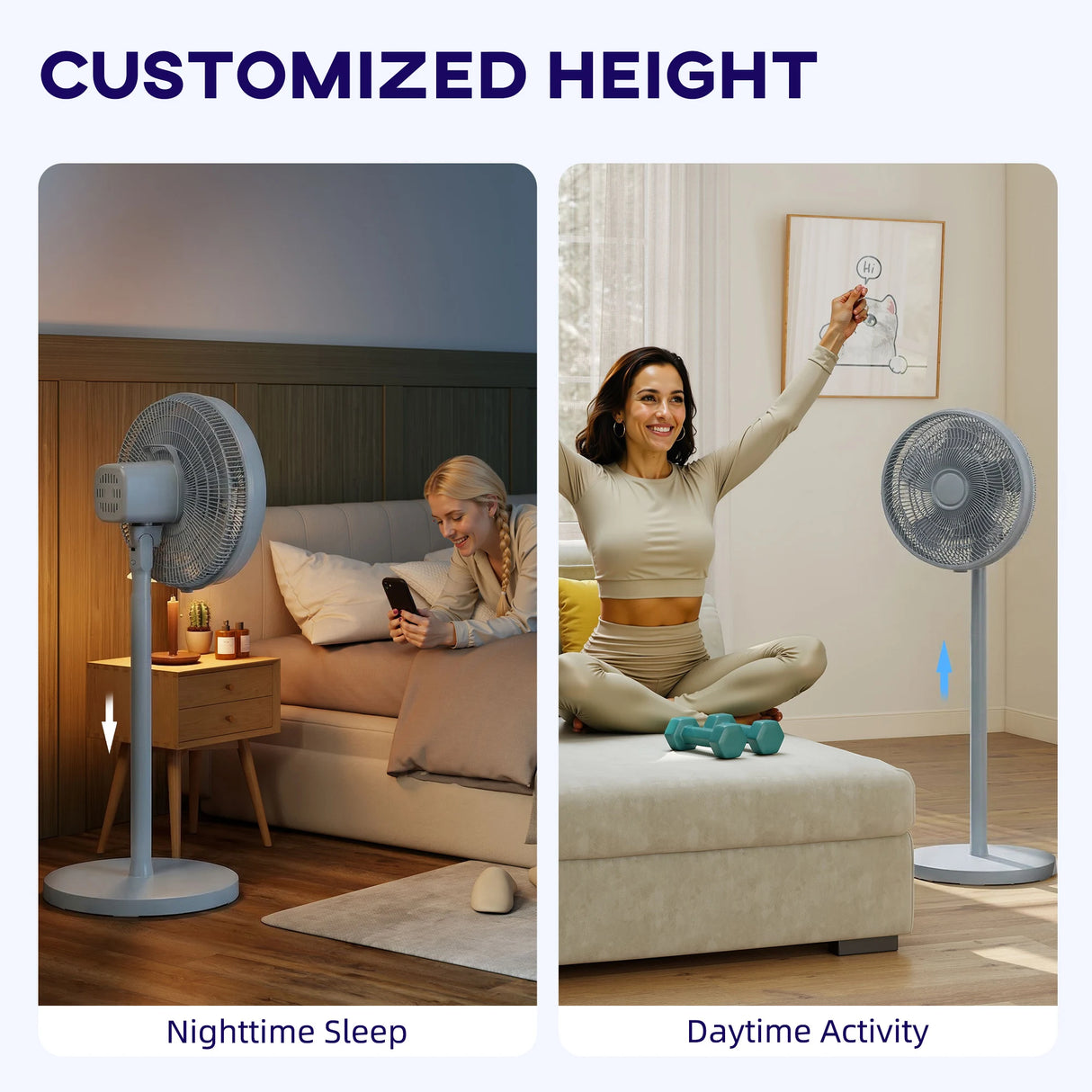 HOMCOM 40 cm Standing Fan, Cooling Floor Fan with 80 Oscillating, Adjustable Tilt and Height, 4 Speed, Remote Control, Grey