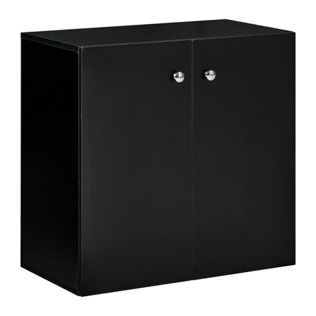 HOMCOM Storage Cabinet w/ Two Shelves Wooden Sideboard Freestanding Kitchen Cupboard Bookcase - Black