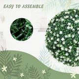 HOMCOM Set of Two Artificial Boxwood Balls Plants - White