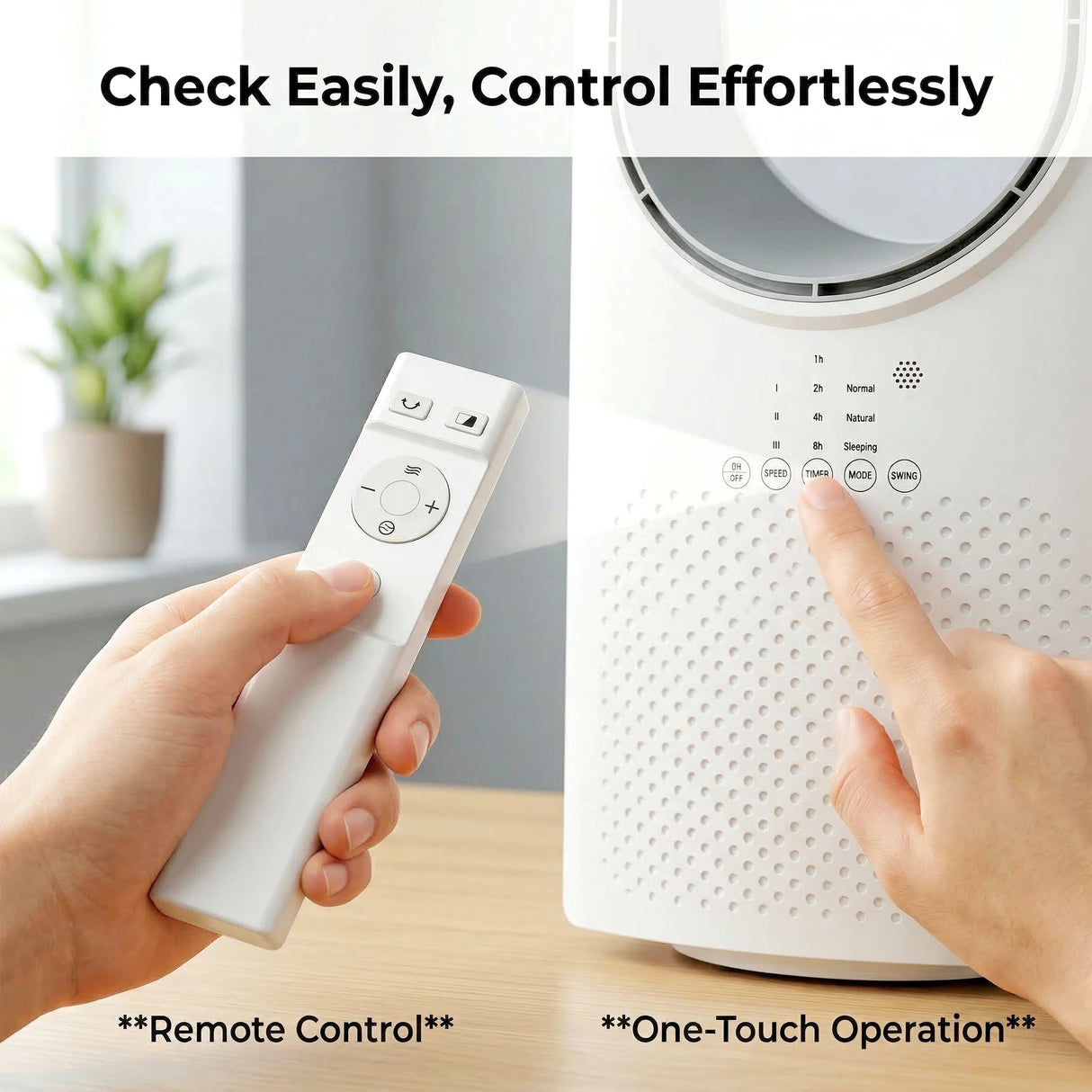 HOMCOM Bladeless Tower Fan for Bedroom, 36dB Standing Cooling Fan with Oscillating, 3 Speeds, 3 Modes, 15H Timer, White