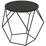 HOMCOM Round Side Table, Minimalist End Table with Steel Frame, Small Coffee Table for Living Room, Bedroom, Black