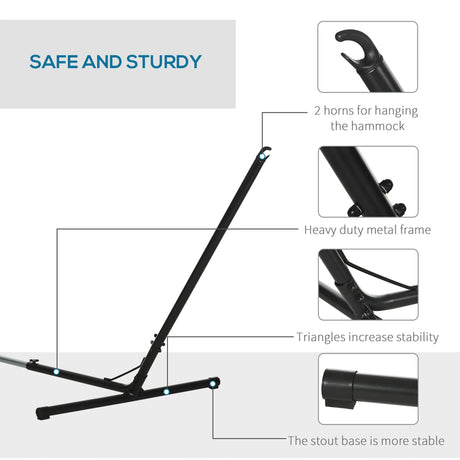 Outsunny 3.13.8m Adjustable Universal Hammock Stand Metal Frame Garden Camping Picnic Outdoor Patio Replacement  Stand Only