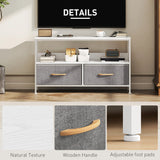 HOMCOM TV Stand Cabinet with 2 Foldable Drawers - White