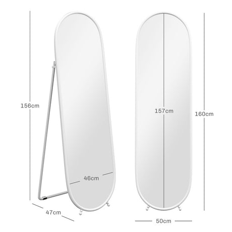 HOMCOM Two-Way Curved Full Length Mirror - White