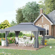 Outsunny 3 x 4m Aluminium Garden Gazebo, Marquee Canopy Shelter Pavilion Party Tent with Nets and Curtains for Garden and Deck, Grey