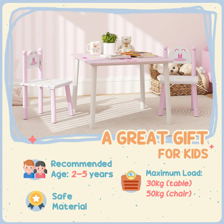 AIYAPLAY Princess-Designed Kids Table and Chairs Set for Activity, Art, Drawing, Toddler Table and Chairs Set for Playroom