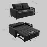HOMCOM Two-Seater Pull-Out Sofa Bed - Black