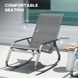 Outsunny Set of Two Rocking Garden Chairs - Grey