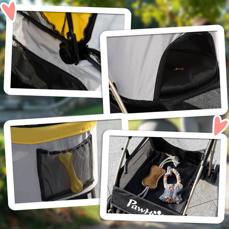 PawHut 3 In 1 Detachable Pet Stroller, for Extra Small and Small Dogs - Yellow