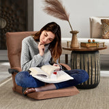 14-Position Adjusting Lazy Sofa Chair with Waist Pillow and Armrests-Coffee