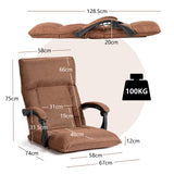 14-Position Adjusting Lazy Sofa Chair with Waist Pillow and Armrests-Coffee