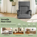 14-Position Adjusting Lazy Sofa Chair with Waist Pillow and Armrests-Gray