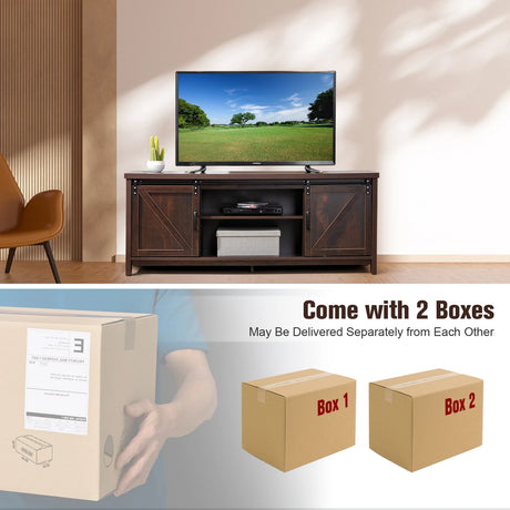 TV Stand with Sliding Barn Doors for TVs up to 65 Inches