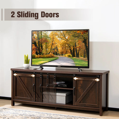 TV Stand with Sliding Barn Doors for TVs up to 65 Inches