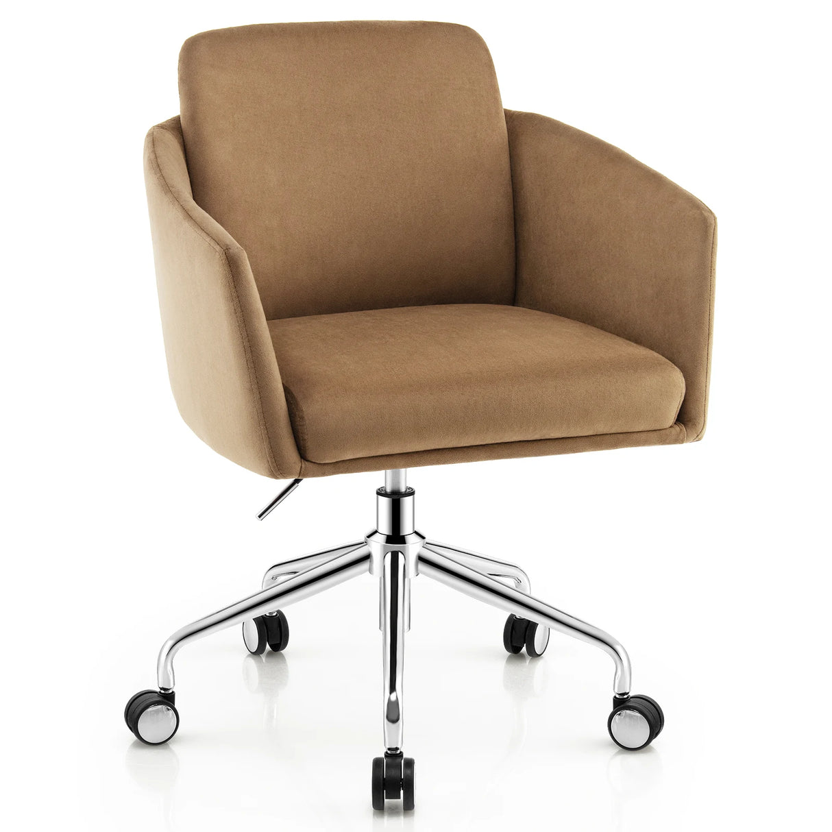 Adjustable Home Office Chair Swivel Computer Chair Vanity Chair with Armrest-Coffee