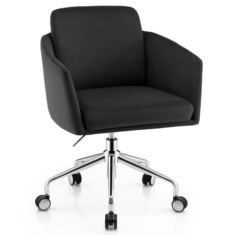 Adjustable Home Office Chair Swivel Computer Chair Vanity Chair with Armrest-Black