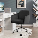 Adjustable Home Office Chair Swivel Computer Chair Vanity Chair with Armrest-Black