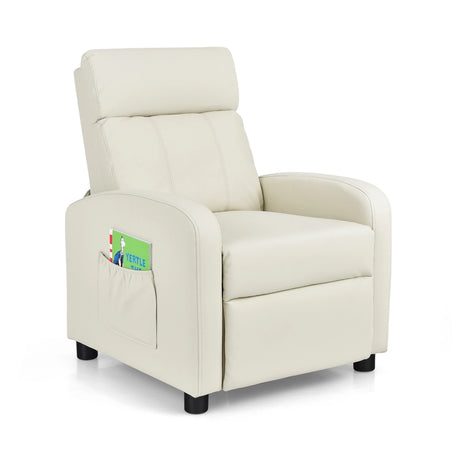 Ergonomic PU Leather Kids Recliner Lounge Sofa for 3-12 Age Group-White