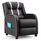 Kids Recliner Chair with Side Pockets and Footrest-Pink