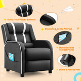 Kids Recliner Chair with Side Pockets and Footrest-White