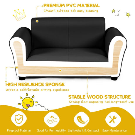 2 Seat Kids Sofa Set with Ottoman