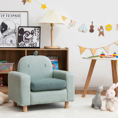 Kids Sofa Wooden Armrest Chair Couch with Thick Cushion Beech Legs