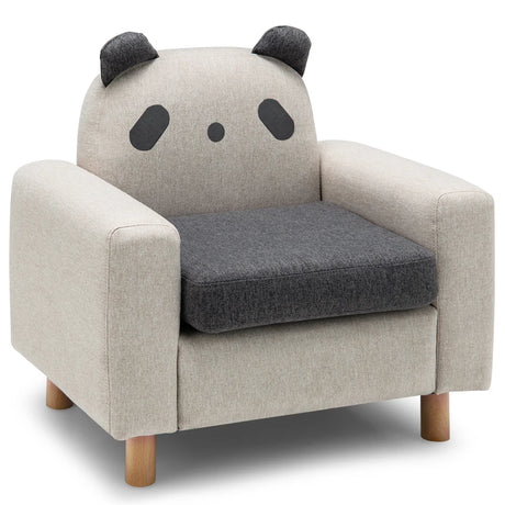 Kids Sofa Wooden Armrest Chair Couch with Thick Cushion Beech Legs