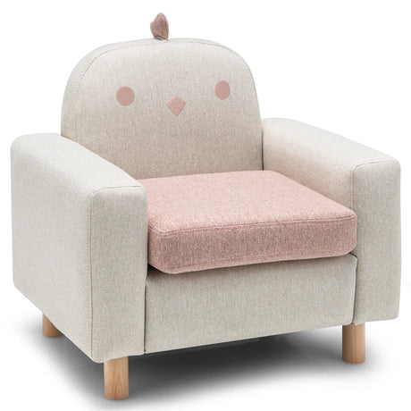 Kids Sofa Wooden Armrest Chair Couch with Thick Cushion Beech Legs