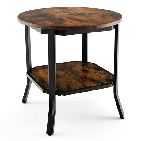 2-Tier Metal Sofa Table with Storage Shelf