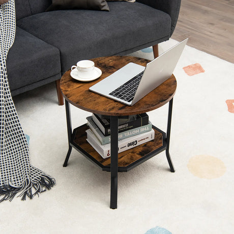 2-Tier Metal Sofa Table with Storage Shelf