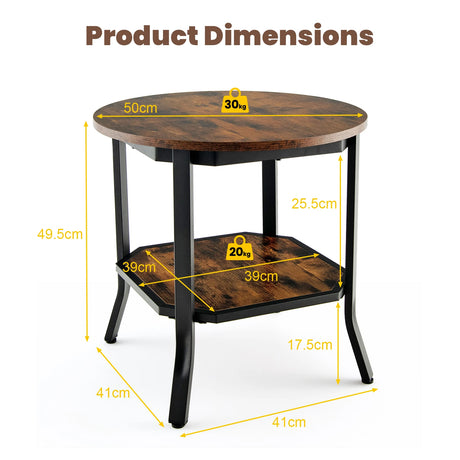 2-Tier Metal Sofa Table with Storage Shelf