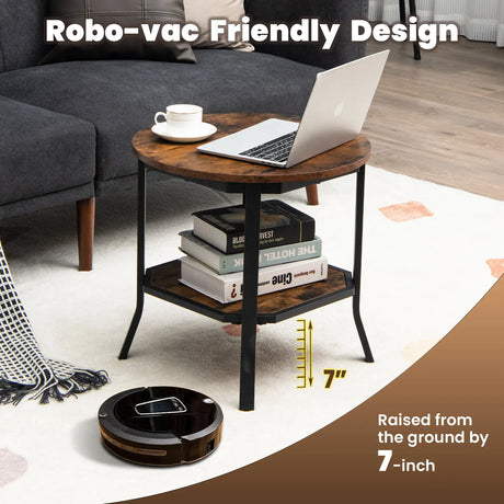 2-Tier Metal Sofa Table with Storage Shelf