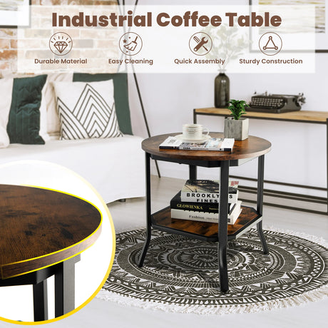 2-Tier Metal Sofa Table with Storage Shelf