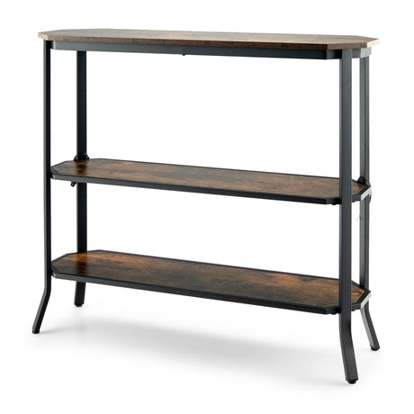 Industrial 3-Tier Console Table with Metal Frame for Hallway
