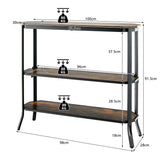 Industrial 3-Tier Console Table with Metal Frame for Hallway
