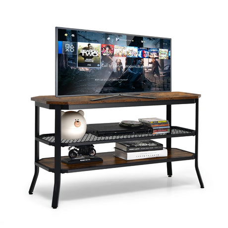 Wooden TV Stand with Storage Shelves for Living Room/Bedroom