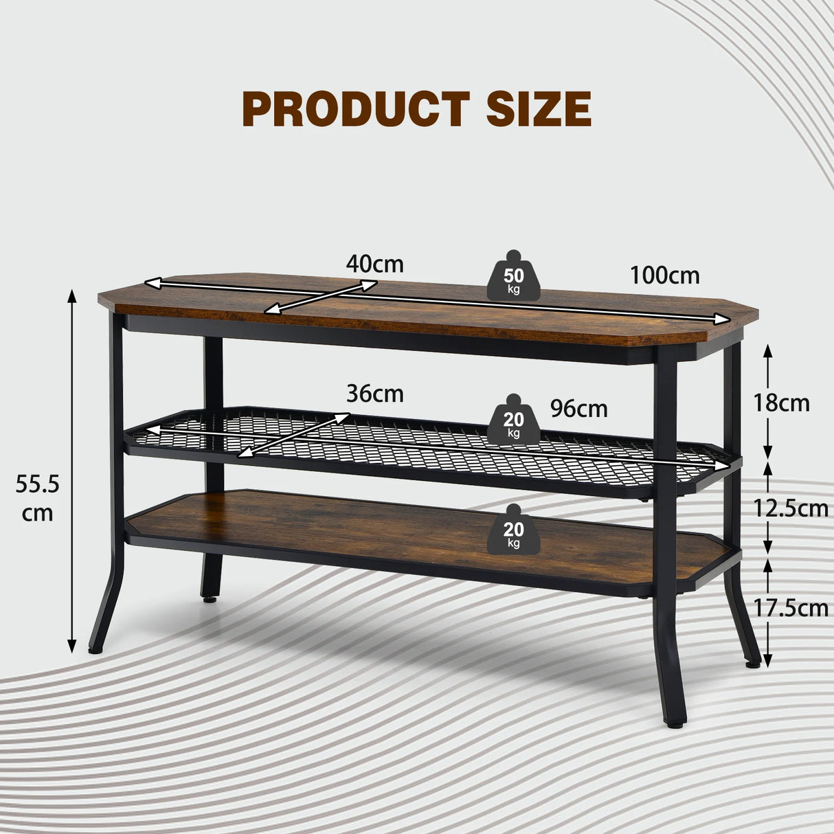 Wooden TV Stand with Storage Shelves for Living Room/Bedroom