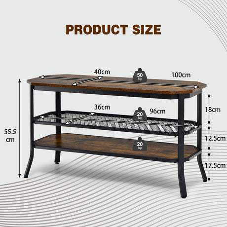 Wooden TV Stand with Storage Shelves for Living Room/Bedroom